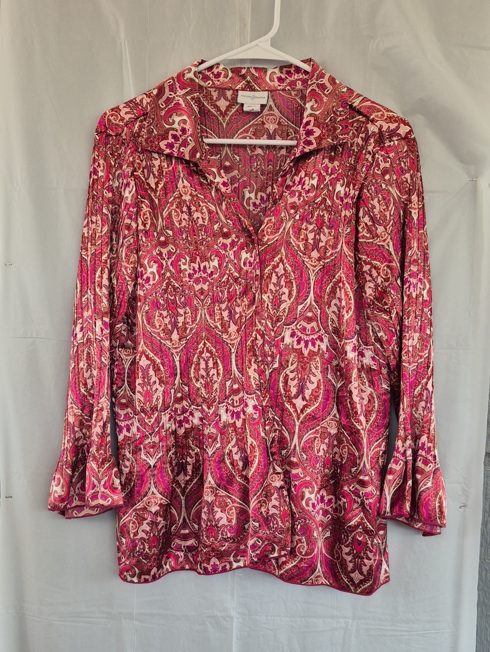 Jaclyn Smith Pink Paisley-Style Button-Down Blouse